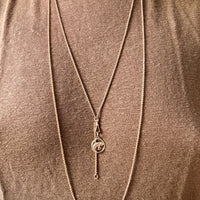 Victorian Era Antique 18k Gold Longuard Belcher Link Chain with Slider & Dog Clip - 33 inch doubled necklace length