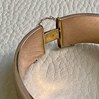 Antique floral engraved wide hinged 9k bangle - Birmingham, England