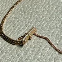 EXCELLENT! Vintage Swedish 18k Gold Tight Curb Bracelet with Safety Chain - 7 inch length