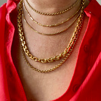 Excellent! Vintage Austrian Pea Link Chain Necklace in 18k Gold - 36 inch length