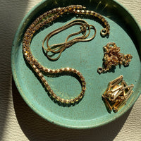 Sleek Italian vintage chain- 18k gold zigzag link necklace - 16.5 inch length