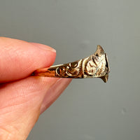 1847 Antique 18k Gold Mourning Ring with Secret Compartment – Size 7.5