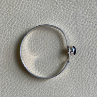 Finnish Vintage Sterling Silver Bangle with Spectrolite Cabochon Clasp -Pertti Hakuli for Kaunis Koru - 6.75 inch interior