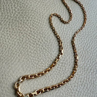 RARE Midcentury Era 14k gold Graduated Biker Link Necklace Signed Edvin Einar & C Larsen - 17.8 inch length