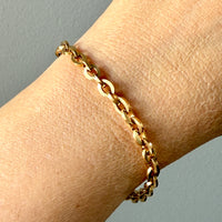 1950s era Italian Vintage 18k Gold Hollow-form Oval Link Bracelet – 7.6 Inch Length