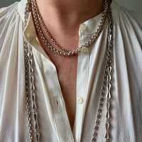 Chubby Vintage Silver British Rolo Link Necklace- 18 inch length