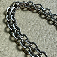Antique Substantial Silver Oval Cable link Chain Necklace- 59 inch length