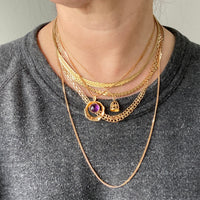 Pretty Purple Cabochon! 18k Yellow gold amethyst cabochon pendant - Swedish vintage