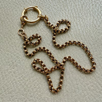 1891 Antique 18k Gold Watch Chain Necklace with Large Bolt Clasp - 18 inch length