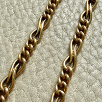 French Antique 18k Gold Watch Chain Necklace with Hand Forged Figure 8s - 16.5 inch length