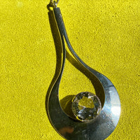 1974 Sterling Silver Droplet Pendant with Rock Crystal by Stigbert for Waldemar Johnson Atelier - 20 inch necklace
