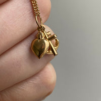 18k Gold Vintage Swedish Charm or Pendant - Cross, Heart, Anchor trio, Faith Hope Charity