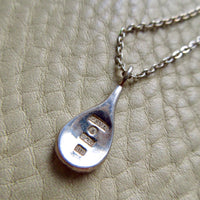 Vintage Signed Efva Attling Silver Flat Droplet Pendant & Chain - 19.75 inch length