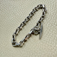 1960-1973 Robert Valentin Olsen - Chunky Silver Biker Link Bracelet with Toggle Clasp - 8.6 inch length