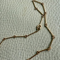1943 Vintage Geometric 18k Gold Rod Link Necklace - up to 21 inch length
