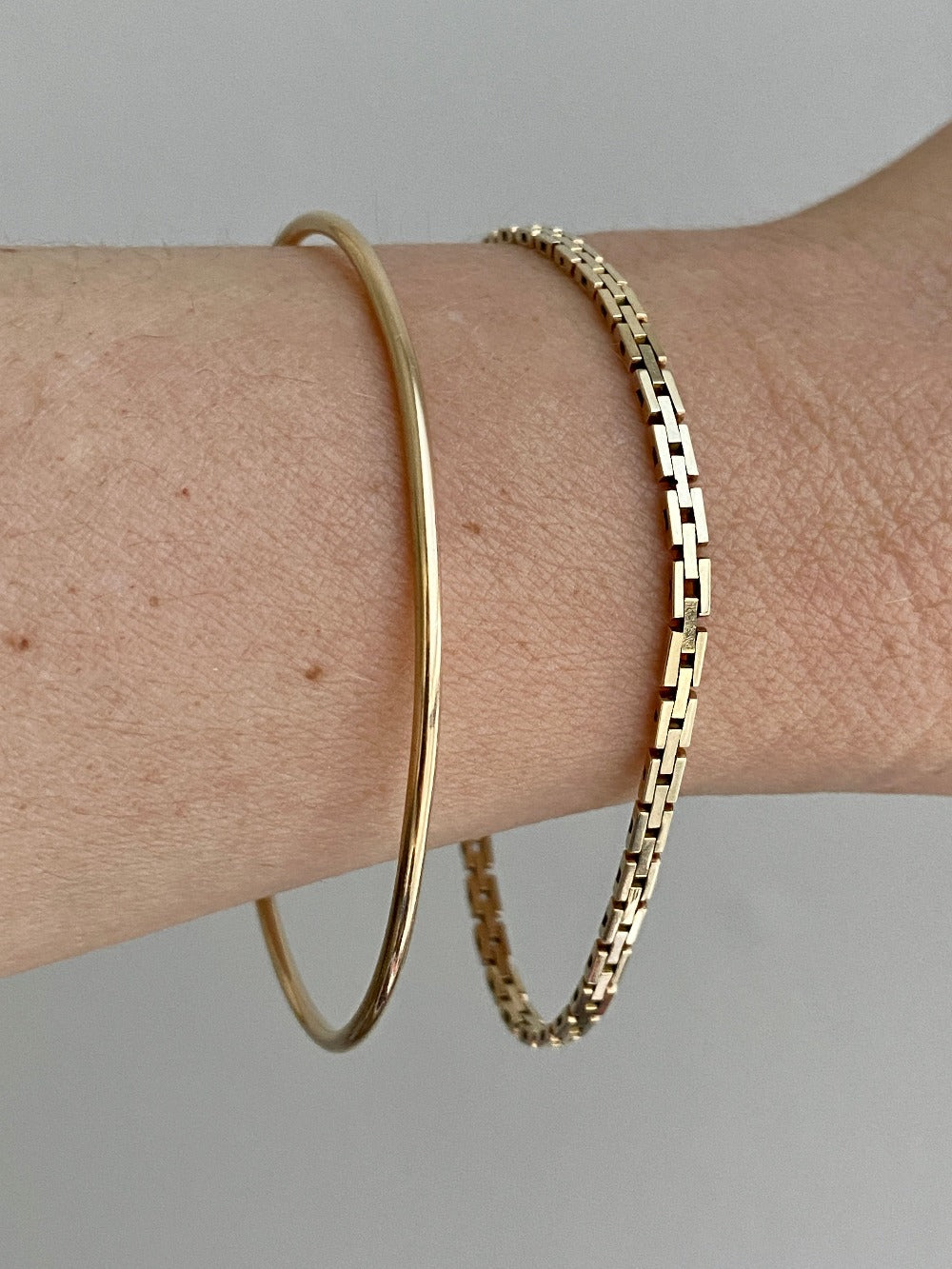 Danish vintage 14k slim brick link bracelet