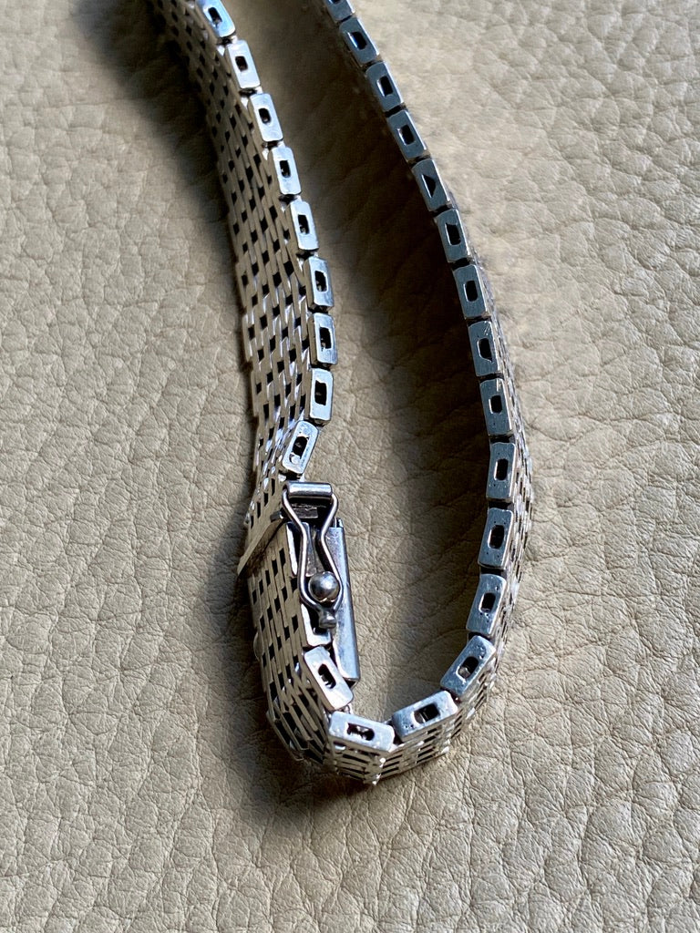 1975 Sterling silver brick link bracelet - Falköping, Sweden - 7.25 inch length