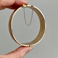 Antique floral engraved wide hinged 9k bangle - Birmingham, England