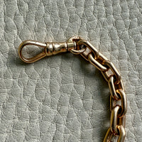 18k Gold Antique Rounded Biker Link Watch Chain Necklace Extender or Bracelet with Large Bolt Clasp - 9.2 inch length