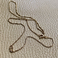14k Gold Danish Vintage Slim Biker Link Chain Necklace - 18.25 inch length