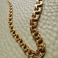 Swedish Vintage 18k Gold Necklace - Graduated Double Link Chain Necklace - 17.1 inch length