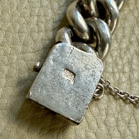 WOW! Vintage Silver SOLID Puffy Curb Link Bracelet - 7.3 inch interior circumference