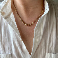 1950s era Vintage Graduated Width Rolo Link Necklace in 18k Gold - 17.75 inch length