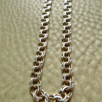 Vintage European 1900s Silver Double Link Necklace – 17.75 Inch Length