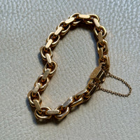 CHONK! 1911 Swedish Antique 18k gold Biker Link Bracelet 8mm width - 7.1 inch interior circumference