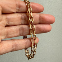 1977 Double Biker Chain Bracelet with Elongated Links - Vintage 18k Gold - 7.4 inch length