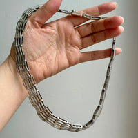 Vintage Taxco Sterling Silver Handmade Link Collar Necklace Mexican Vintage- 16.6 inch length