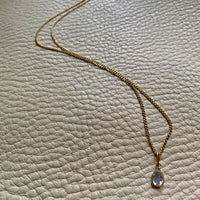 Petite 18k gold crystal pendant necklace - Vintage Swedish