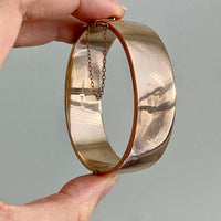 Antique floral engraved wide hinged 9k bangle - Birmingham, England