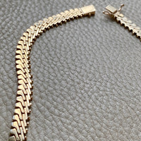 1971 Winged Brick Link Flat Lay Collar Necklace in 14k Gold - Finnish Vintage - 18 inch length