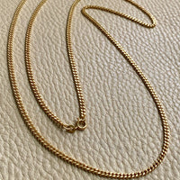 Forever curb link necklace - Excellent long length 27.75 inch length - Vintage Italian 18k gold chain