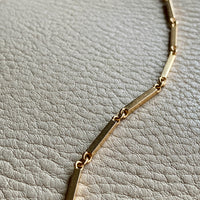 Modernist 18k solid gold bar link chain necklace - Made in 1961 - 17.5 inch length