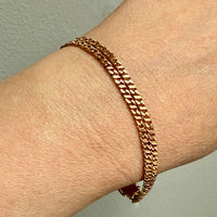 Midcentury era 18k gold Curb Link - Double strand bracelet - 7.6 inch length