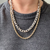 CHUNKY Vintage Sterling Silver Biker Chain Necklace - 21.3 inch length