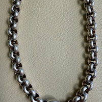 MEGA ROLO!! Heavy 228 gram Silver Rolo Link Necklace with Large Bolt Clasp - 17.5 inch length