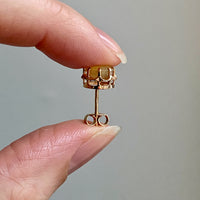 Vintage Opal Earrings in Ruffled 14k gold Setting - 9mm diameter