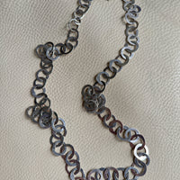 Silver Handmade Flat Circles Chain Necklace - 36 inch length