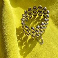 1984 Finnish Triple Row Wide Bubble Link Bracelet in Sterling Silver by Kalevala Koru - 7 inch length