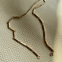 Modernist 18k solid gold bar link chain necklace - Made in 1961 - 17.5 inch length