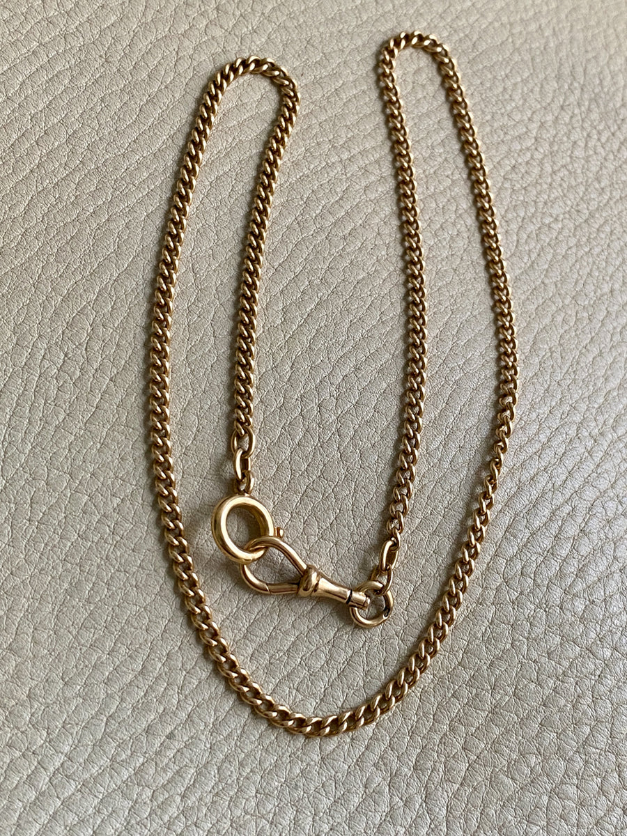 1917 Antique Swedish 18k gold watch chain necklace - 19.5 inch length