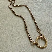 1891 Antique 18k Gold Watch Chain Necklace with Large Bolt Clasp - 18 inch length