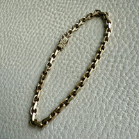 Vintage Biker Link Bracelet in 14k solid gold - Signed EEJ - 7.6 inch length