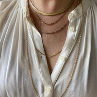 Excellent long length faceted biker link necklace in 18k gold! 31.5 inch length
