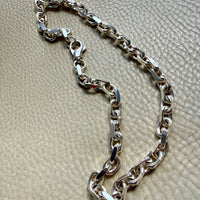 CHUNKY Vintage Sterling Silver Biker Chain Necklace - 19.5 inch length