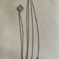 1880 Antique Silver Link Longuard Chain Necklace with Coin Pendant - 61.75 inch length