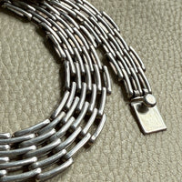 Vintage Taxco Sterling Silver Handmade Link Collar Necklace Mexican Vintage- 16.6 inch length